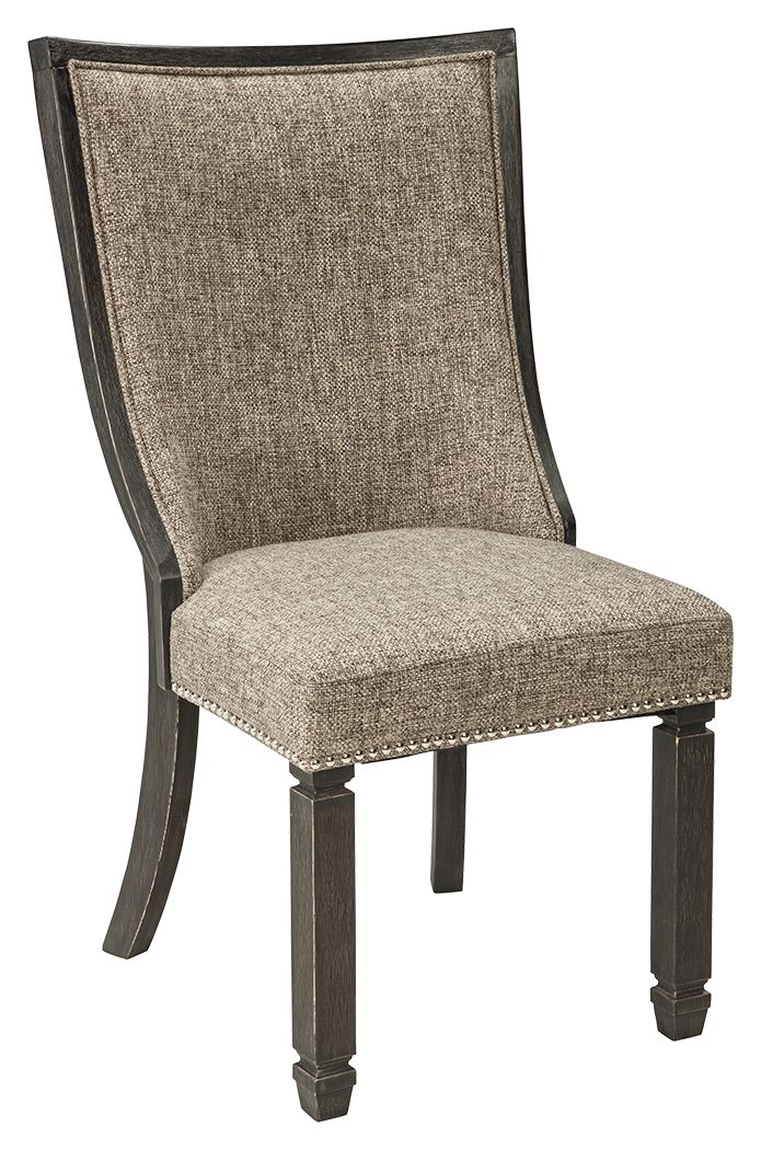 Tyler Creek - Dining UPH Side Chair (Set of 2) - Framed Back - Black / Grayish Brown, alternate view 2 with polyester fabric