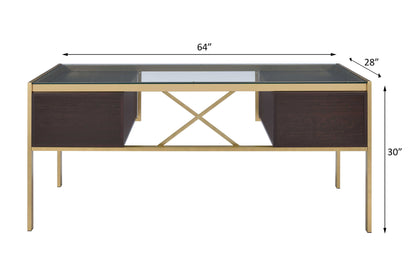 Yumia - Writing Desk - Gold & Walnut