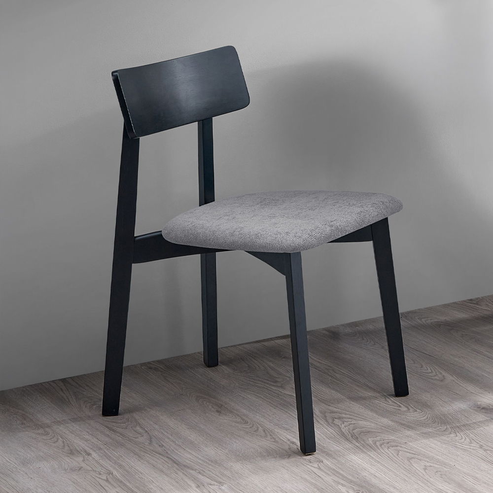 Real - Side Chair (Set of 2) - Gray Linen & Black, alternate view 6 with wood construction