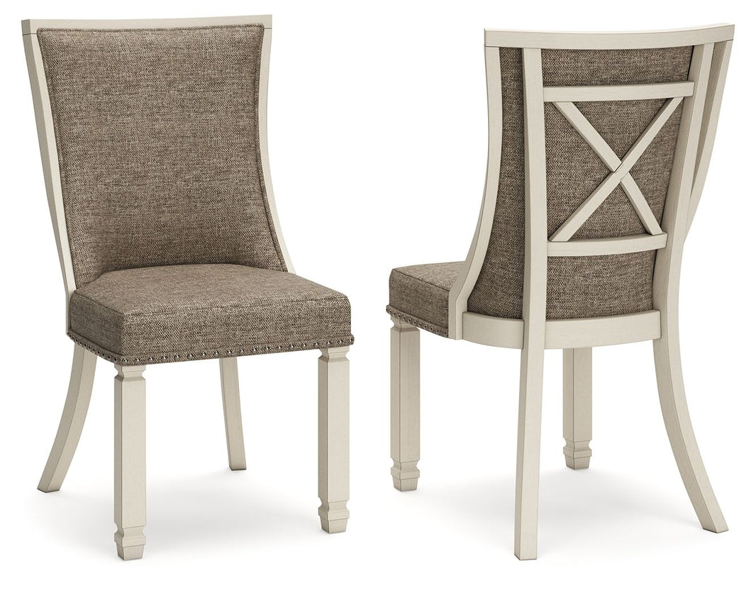 Bolanburg - Dining UPH Side Chair (Set of 2) - Lattice Back - Brown / Beige, product view with polyester fabric