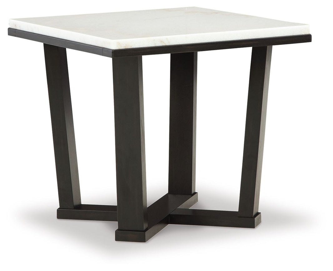 Fostead - Square End Table - White / Espresso, product view with wood construction