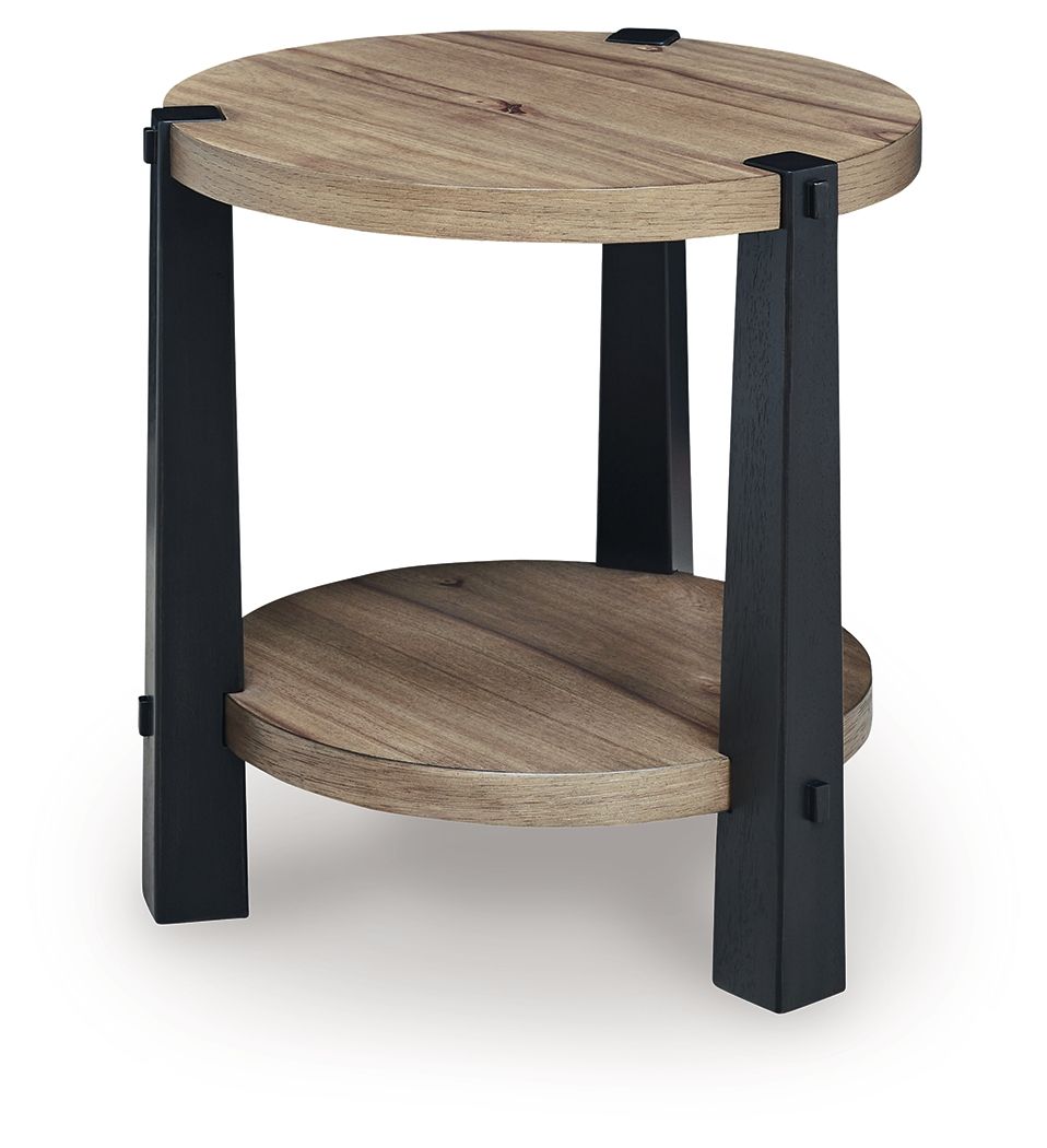 Ridgester - Round Table, product view with wood construction