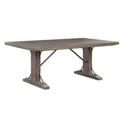 Raphaela - Dining Table - Weathered Cherry, alternate view 3 with metal