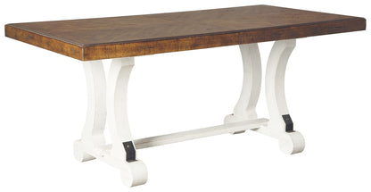 Valebeck - Rectangular Dining Room Table - White / Brown, alternate view 7 with engineered wood