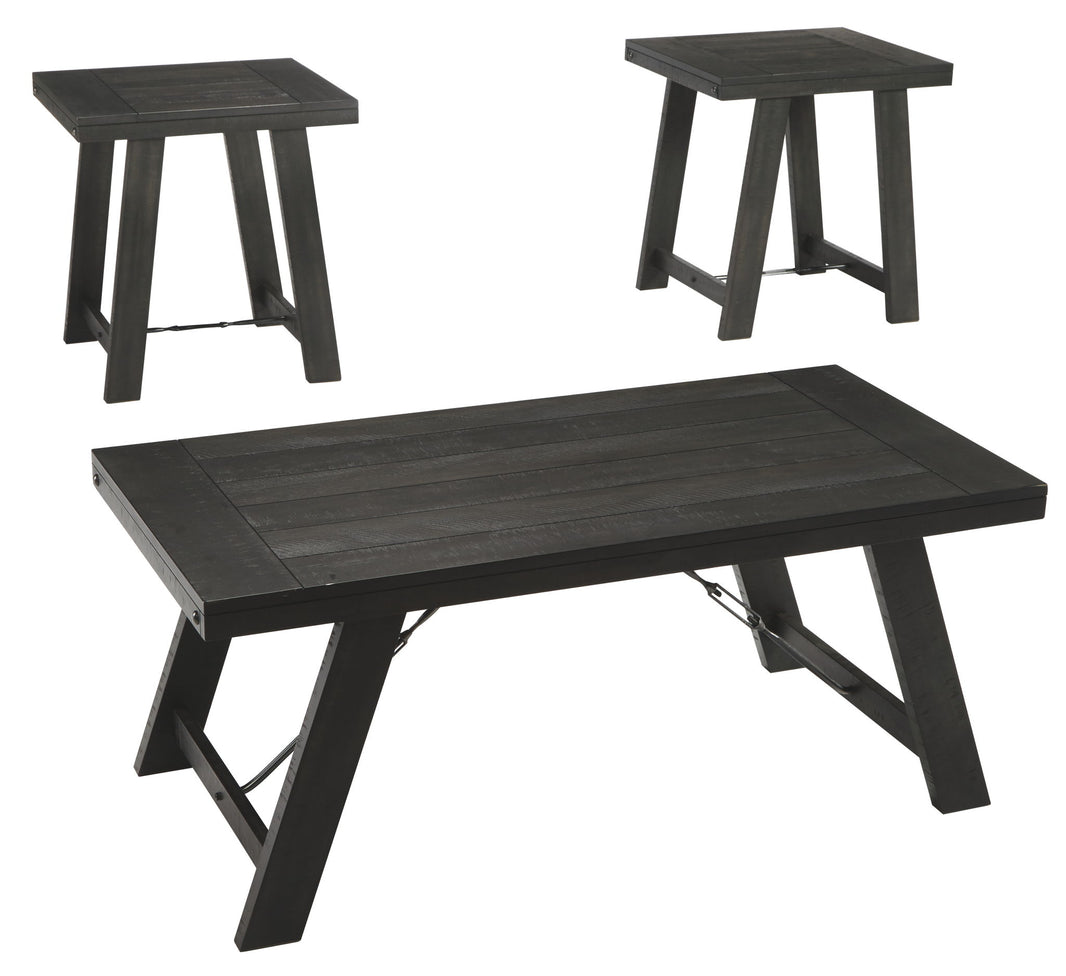 Noorbrook - Occasional Table Set (Set of 3) - Black / Pewter, product view with engineered wood