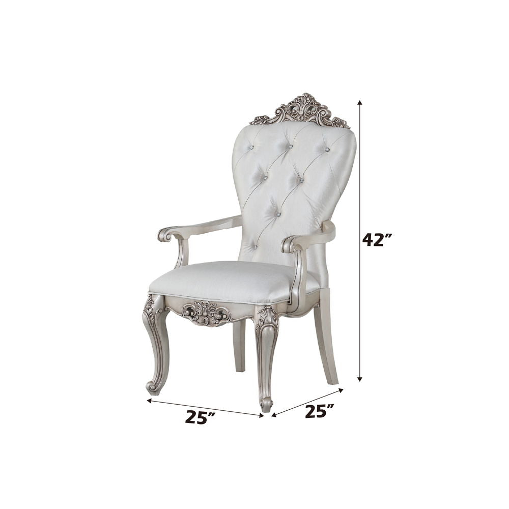 Gorsedd - Arm Chair (Set of 2) - Cream Fabric & Golden Ivory, alternate view 6 with wood construction