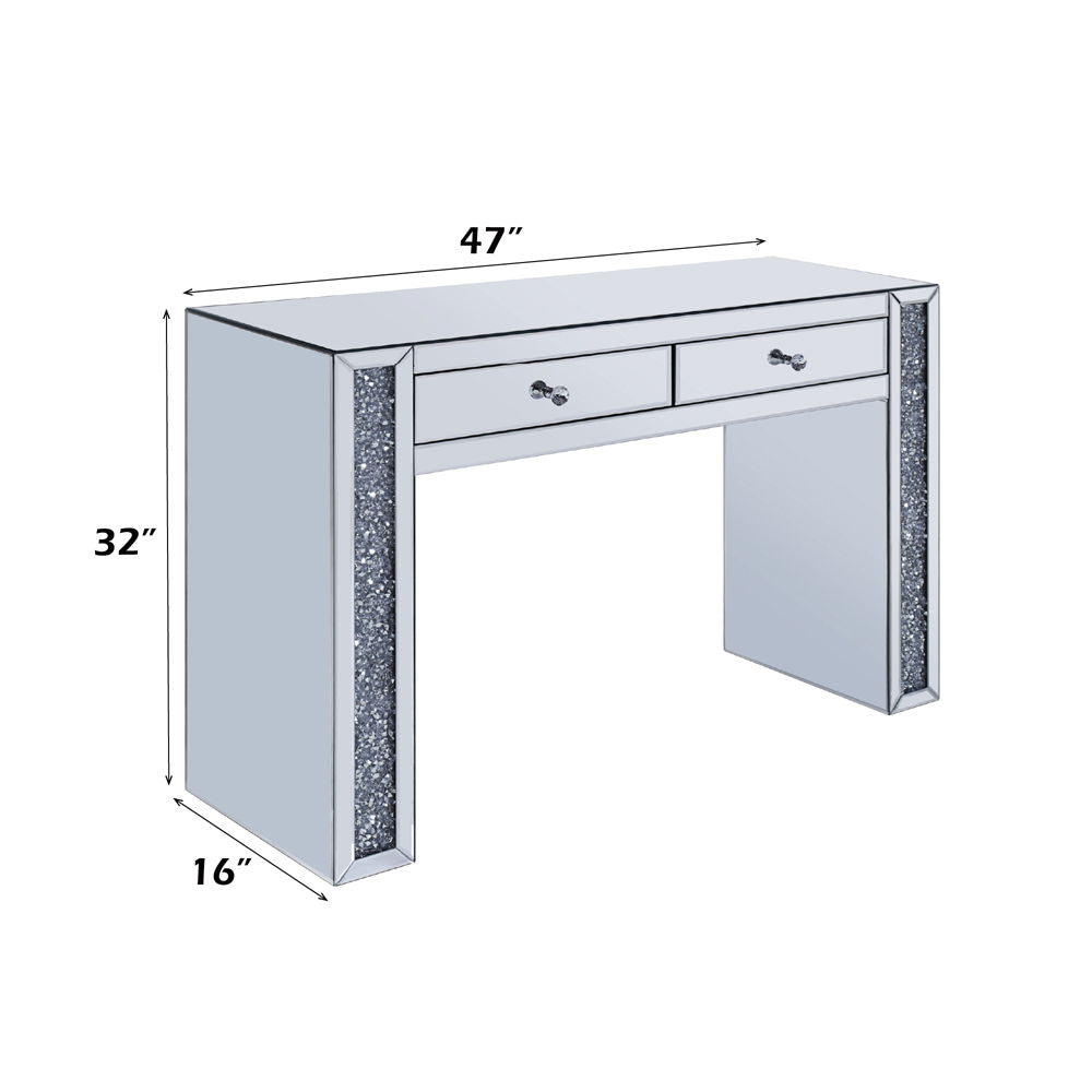 Noralie - Vanity Desk - Faux Diamonds & Mirrored, alternate view 7 with wood construction