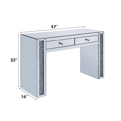 Noralie - Vanity Desk - Faux Diamonds & Mirrored, alternate view 7 with wood construction