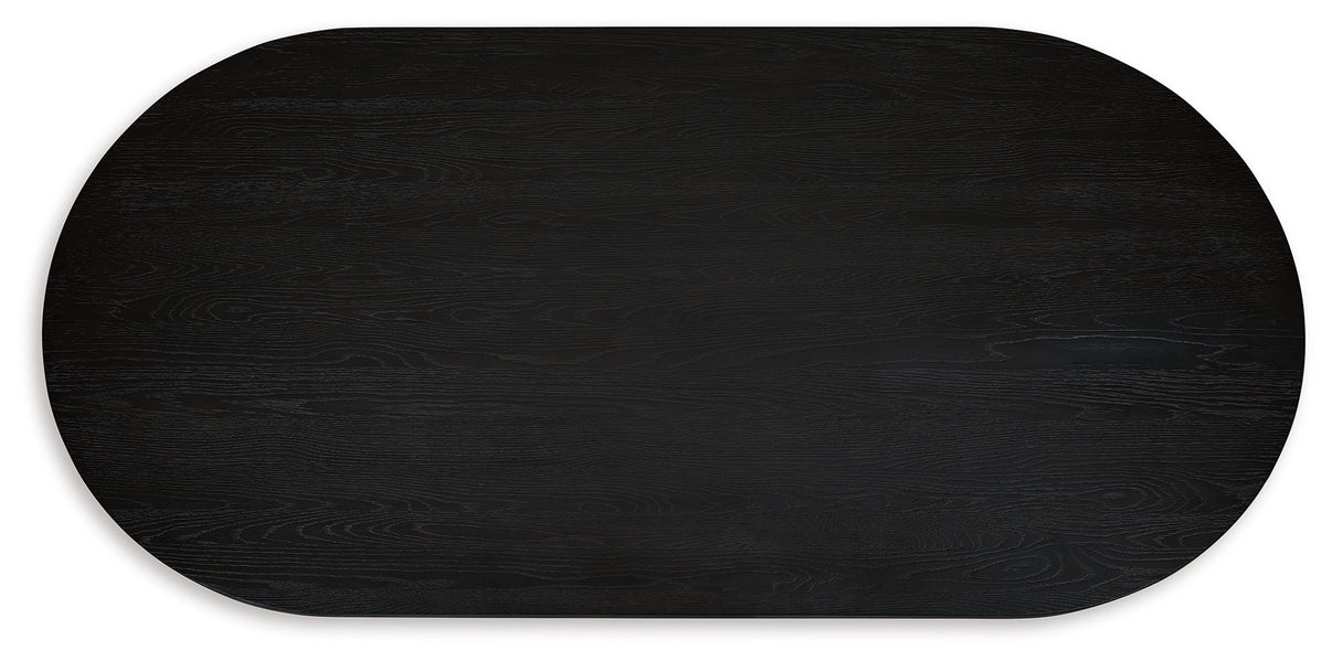 Rowanbeck - Oval Dining Room Table - Black, alternate view 5 with wood construction