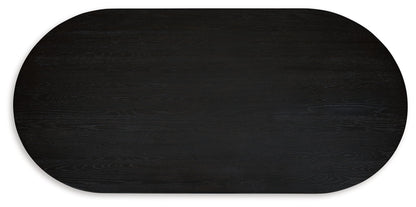 Rowanbeck - Oval Dining Room Table - Black, alternate view 5 with wood construction