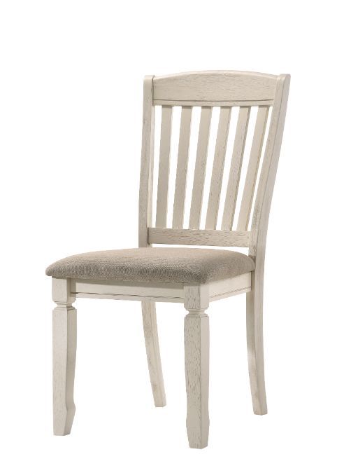 Fedele - Side Chair (Set of 2) - Tan Fabric & Cream, product view with wood construction