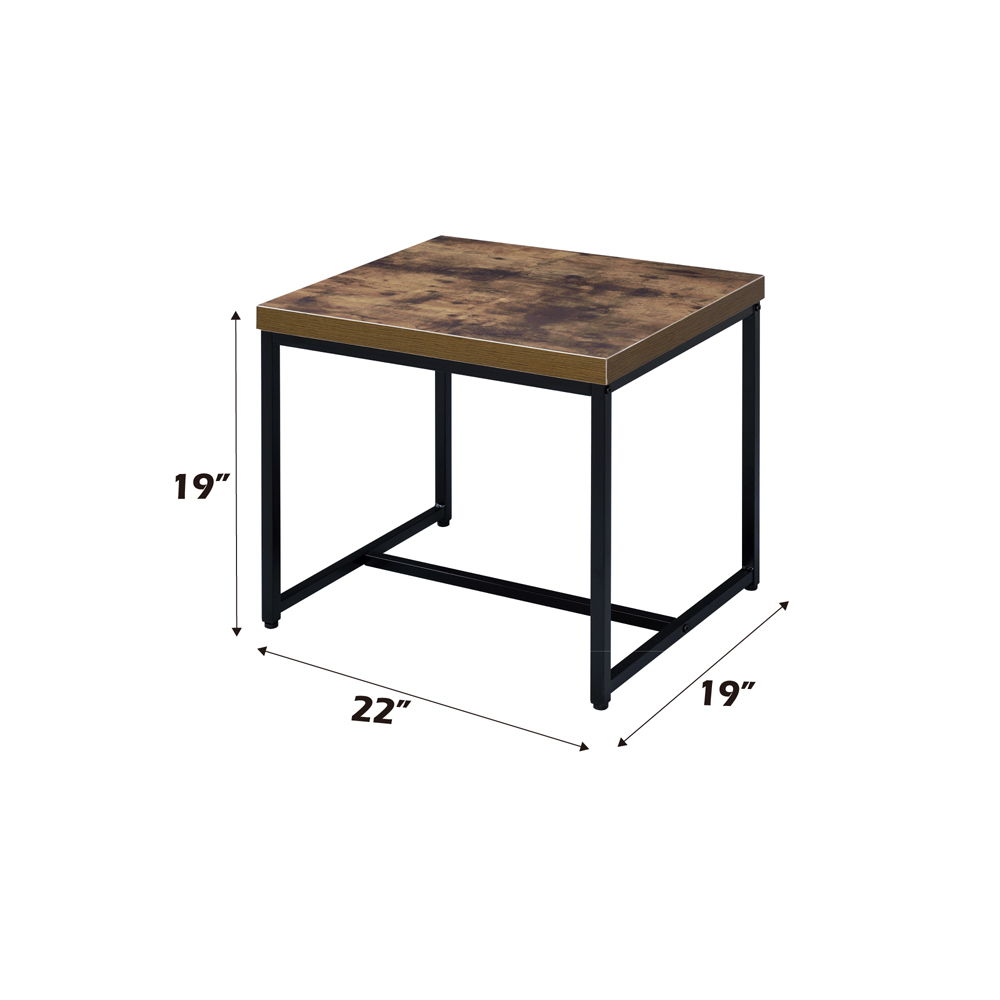 Bob - End Table - Weathered Oak & Black, alternate view 3 with wood construction