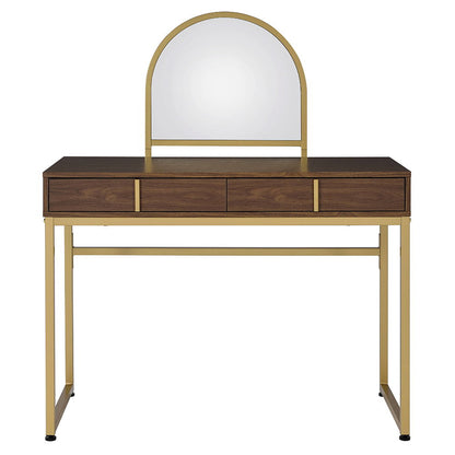 Coleen - 50" Vanity Desk With Mirror & Jewelry Tray - Walnut & Gold, alternate view 5