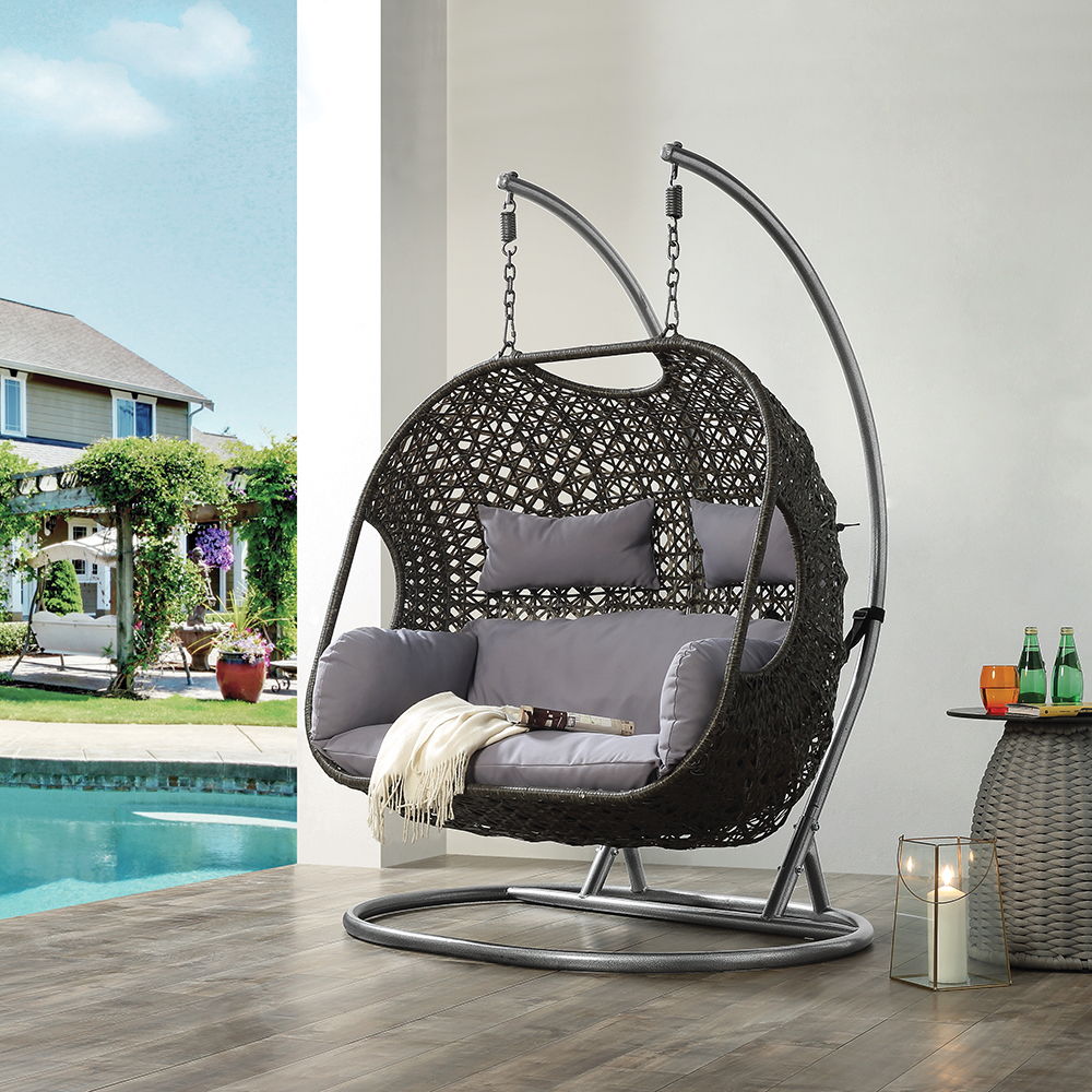 Vasant - 52" Hanging Chair - Fabric & Wicker, alternate view 5 with metal