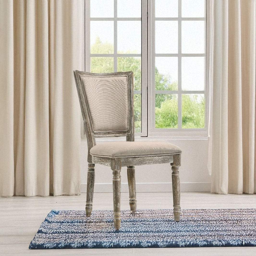 Gabrian - Fabric Side Chair (Set of 2) - Two-Tone Beige & Reclaimed Gray, product view with wood construction