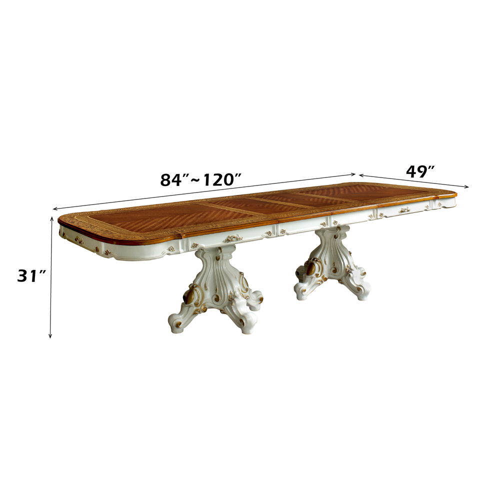 Picardy - 31" Dining Table - Antique Pearl & Cherry Oak, alternate view 2 with wood construction