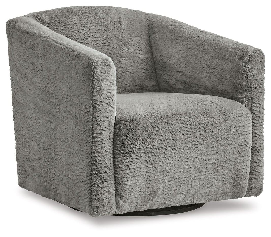 Bramner - Swivel Accent Chair - Charcoal, product view with polyester fabric