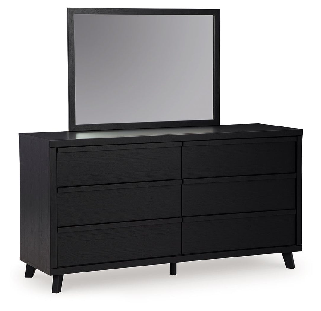 Danziar - Dresser And Mirror - Black, product view with linen fabric