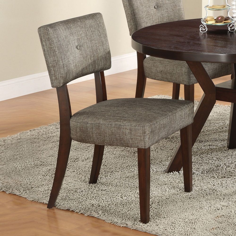 Drake - Side Chair (Set of 2) - Gray Fabric & Espresso, product view with solid wood