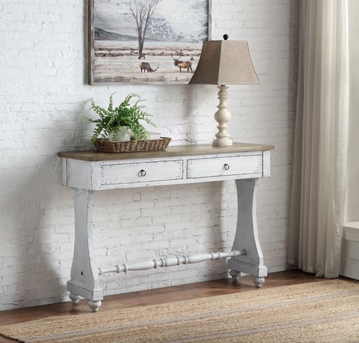 Carminda - Console Table - Antique White, product view with wood construction