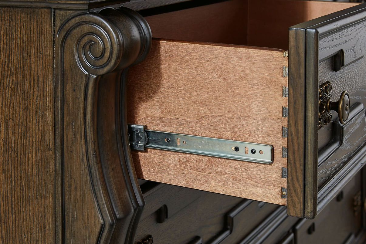 Maylee - Dresser And Mirror - Dark Brown, alternate view 4 with wood construction