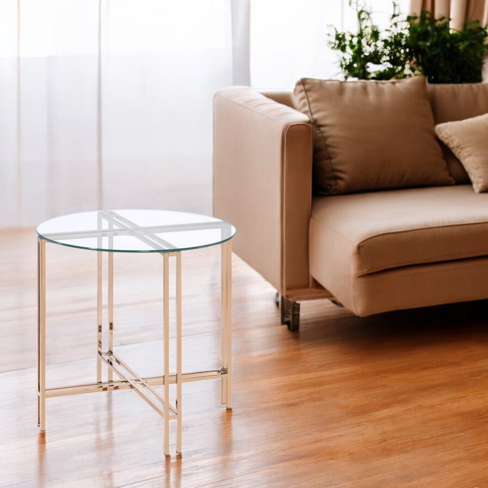 Veises - End Table - Champagne, alternate view 5 with glass