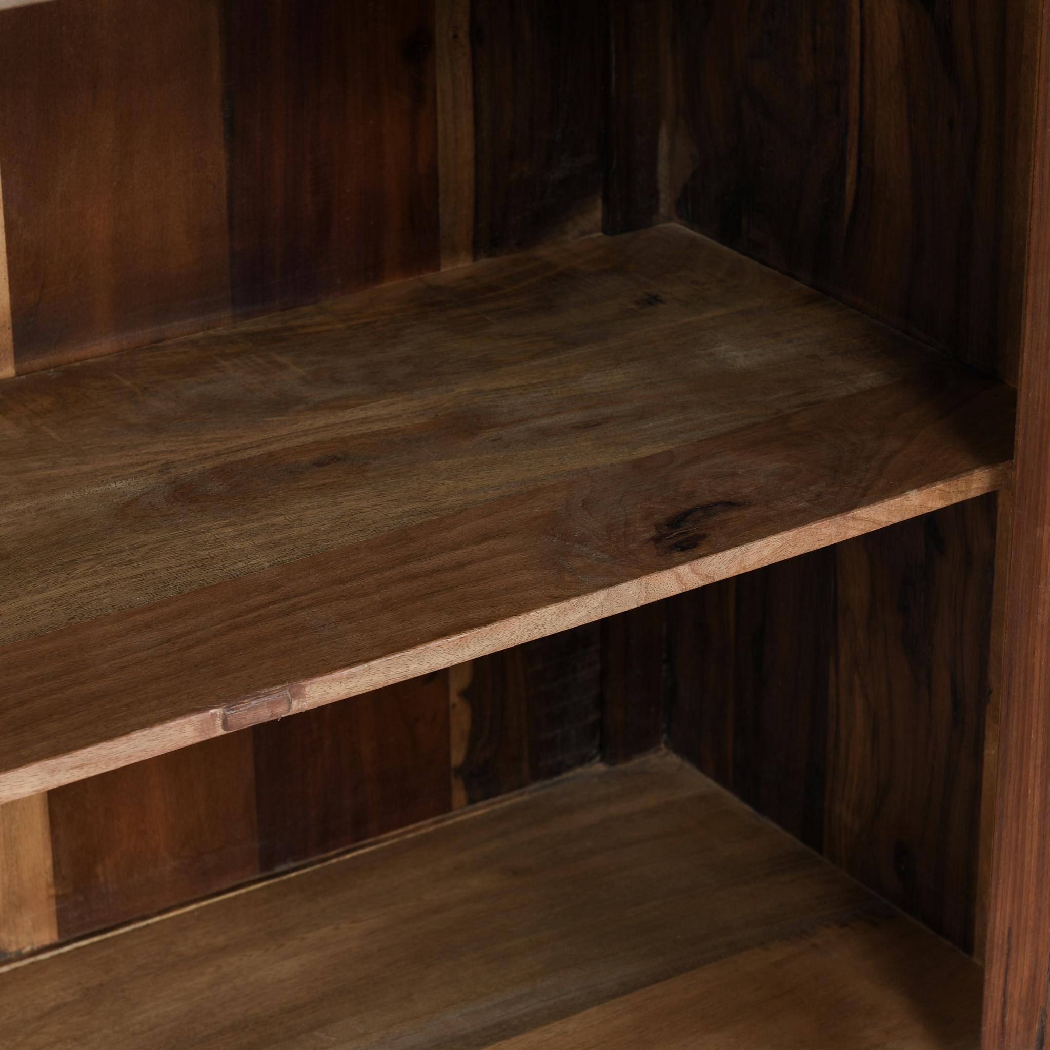 Zion - Wood 4 Door Cabinet - Natural, alternate view 6 with glass