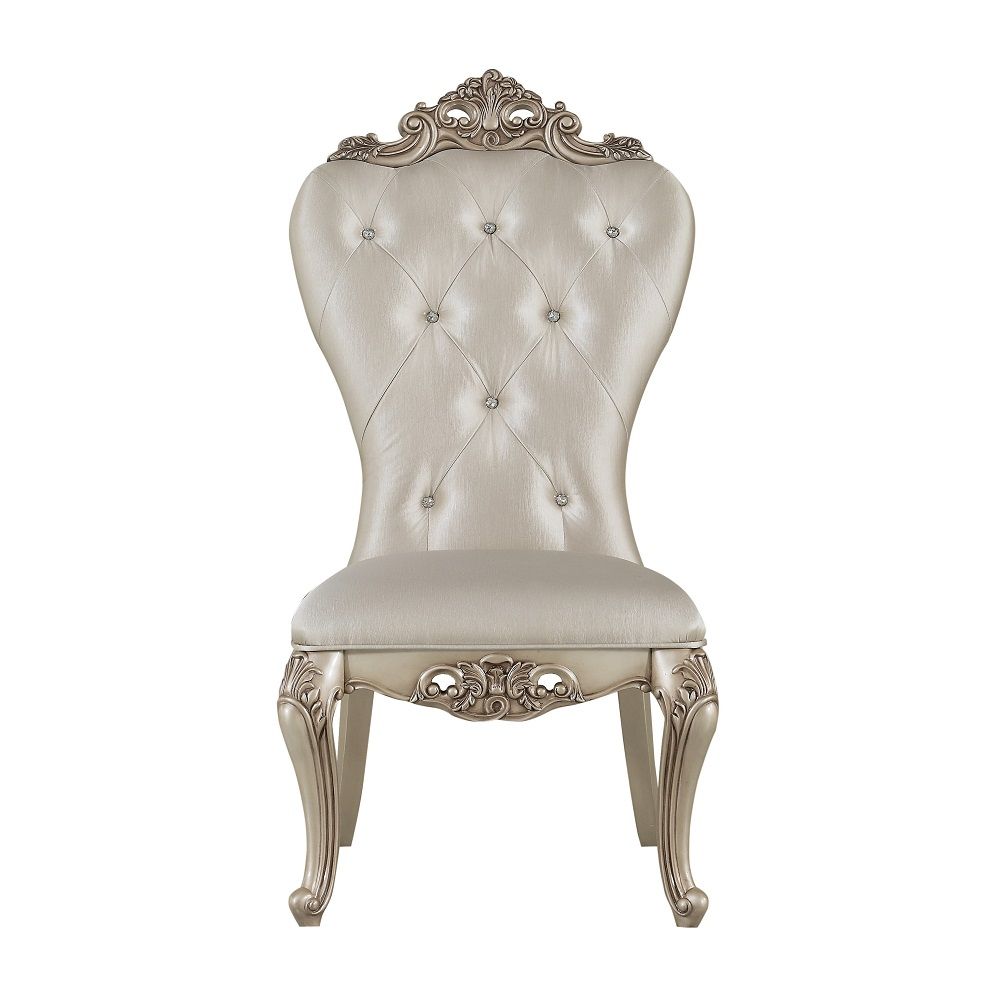 Gorsedd - Side Chair (Set of 2) - Cream Fabric & Golden Ivory, alternate view 7 with wood construction