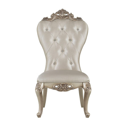 Gorsedd - Side Chair (Set of 2) - Cream Fabric & Golden Ivory, alternate view 7 with wood construction