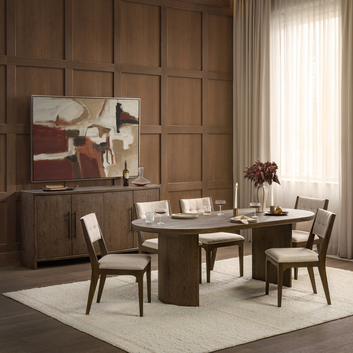 Estelle - Oval Dining Table - Soft Cocoa, alternate view 5 with wood construction