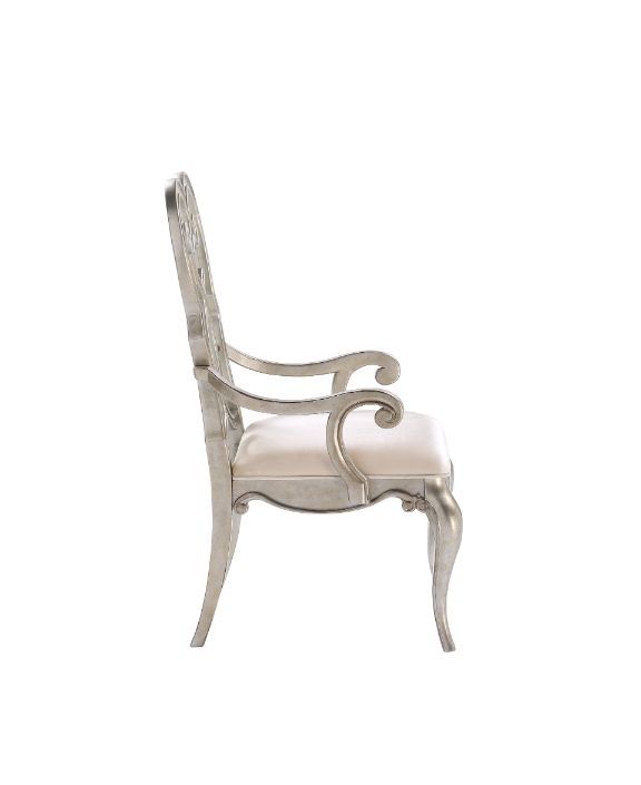 Esteban - Arm Chair (Set of 2) - Ivory Velvet & Antique Champagne, alternate view 4 with wood construction