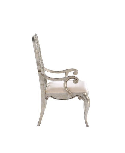 Esteban - Arm Chair (Set of 2) - Ivory Velvet & Antique Champagne, alternate view 4 with wood construction