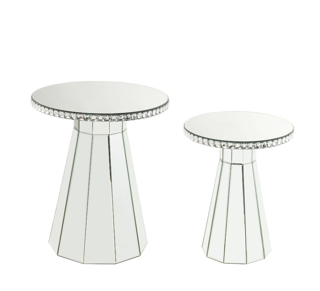 Lotus - 20" Accent Table - Mirrored, Faux Ice Cube Crystals, product view