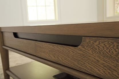 Roanhowe - Rectangular Cocktail Table - Brown, alternate view 4 with wood construction