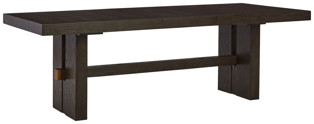 Burkhaus - Rectangular Dining Room Extension Table - Dark Brown, product view with engineered wood