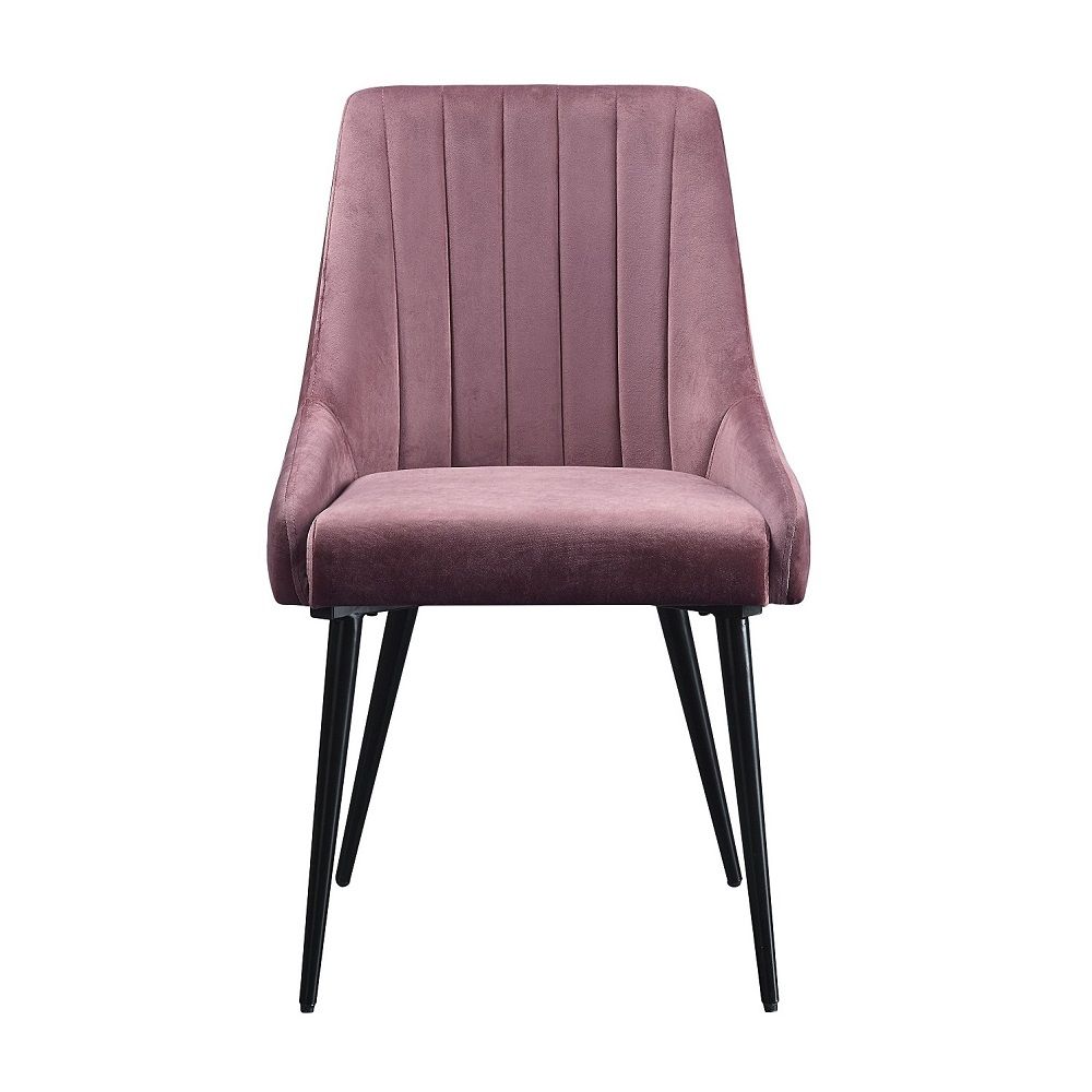 Riley - Side Chair (Set of 2) - Pink Fabric & Black, alternate view 6 with wood construction
