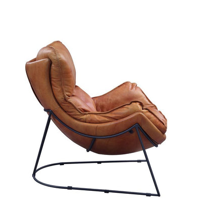 Thurshan - Accent Chair - Aperol Top Grain Leather & Black, alternate view 6 with cotton fabric