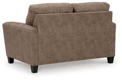 Navi - 3 Pc. - Sofa, Loveseat, Rocker Recliner - Fossil, alternate view 8 with faux leather