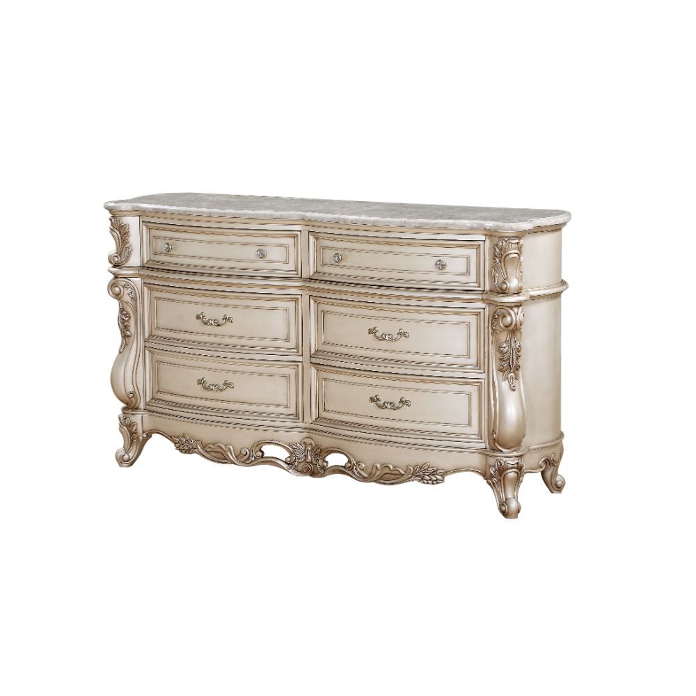 Gorsedd - Dresser With Marble Top - Marble Top & Golden Ivory, product view with engineered wood