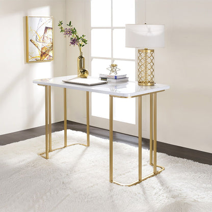Estie - Writing Desk (Same Ac00902) - White & Gold, alternate view 4 with wood construction