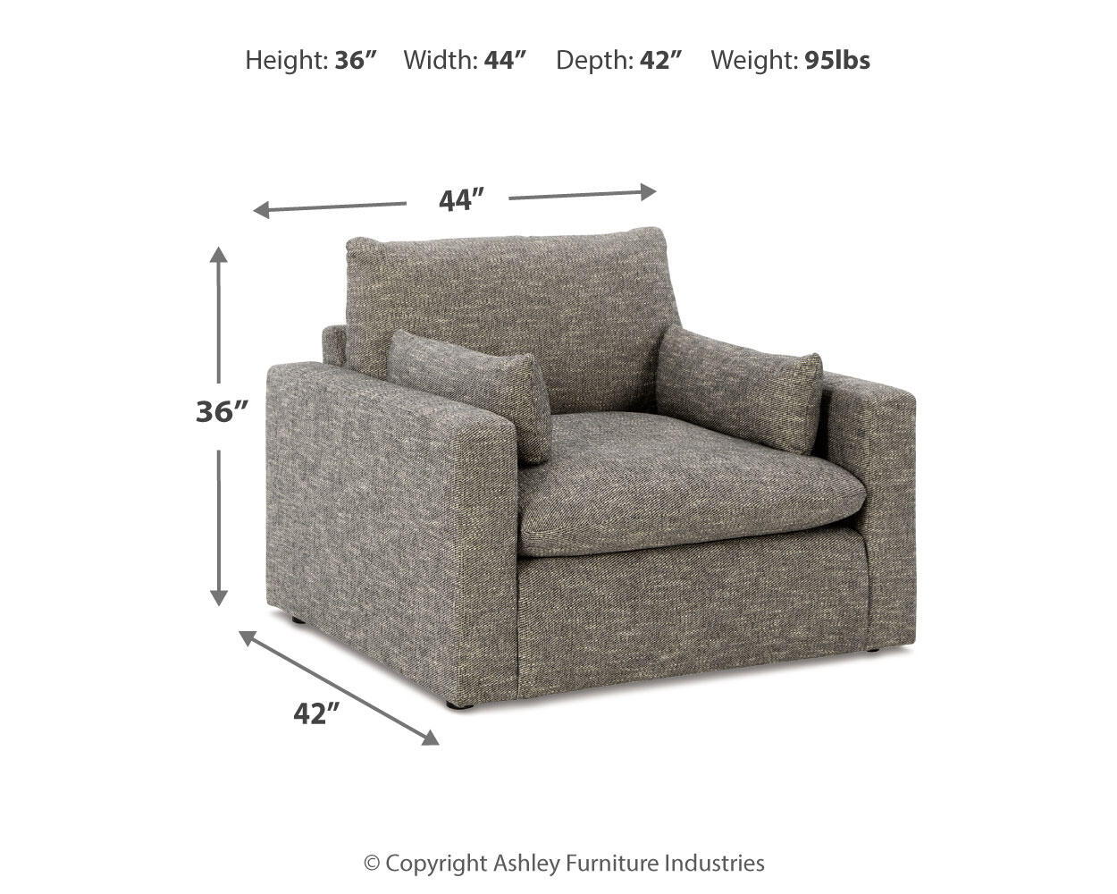 Dramatic - Chair and a Half - Granite, alternate view 5 with polyester fabric