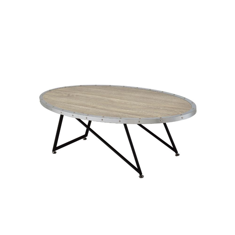 Allis - Coffee Table - Weathered Gray Oak & Metal, product view with wood construction