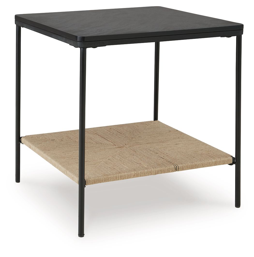Minrich - Accent Table - Black / Natural, product view with jute