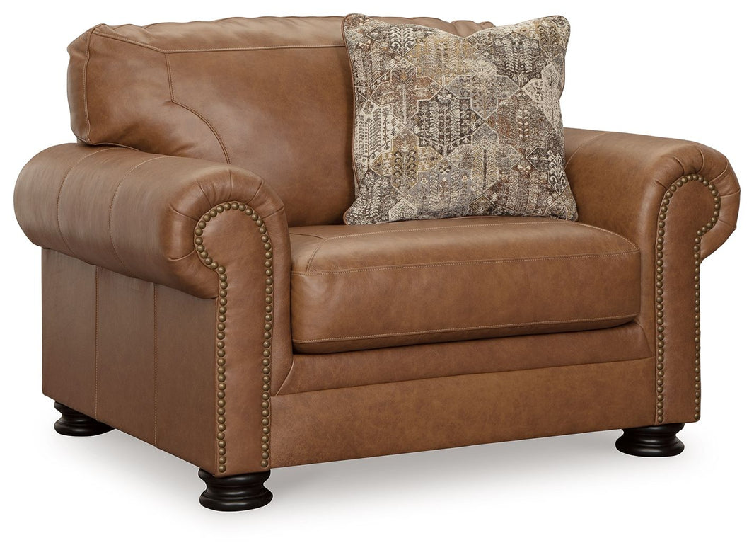 Carianna - Chair And A Half - Caramel, product view with top-grain leather