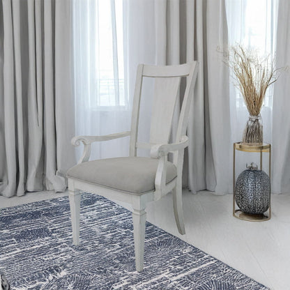 Katia - Arm Chair (Set of 2) - Light Gray Linen & Weathered White, alternate view 5 with wood construction