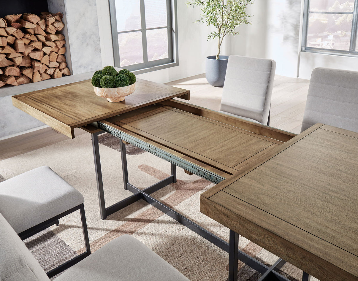 Tomtyn - Rectangular Dining Room Extension Table - Light Brown, alternate view 6 with wood construction