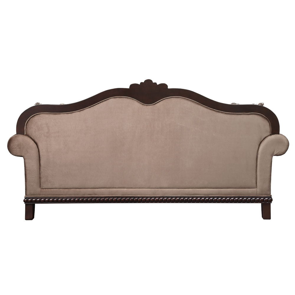 Chateau De Ville - Sofa With 5 Pillows (Same Lv01588) - Fabric & Espresso, alternate view 4 with wood construction