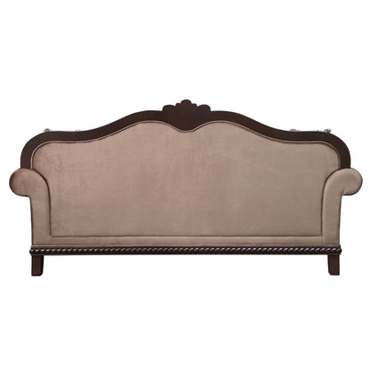 Chateau De Ville - Sofa With 5 Pillows (Same Lv01588) - Fabric & Espresso, alternate view 4 with wood construction