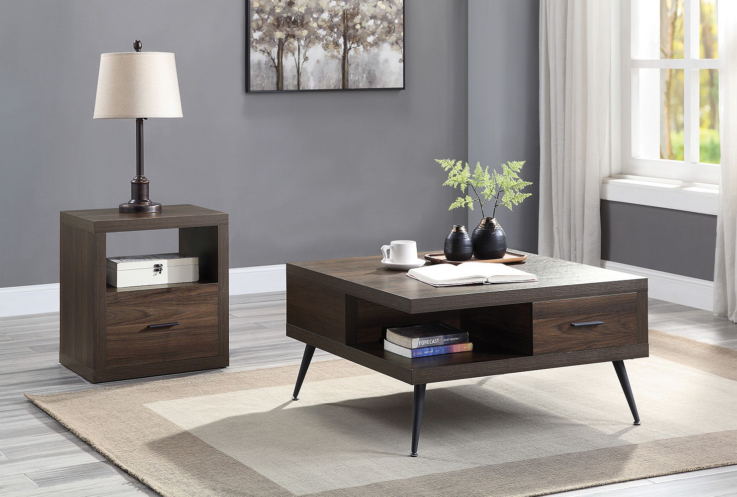 Harel - Coffee Table - Walnut, alternate view 4 with wood construction