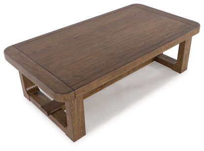 Cabalynn - Rectangular Cocktail Table - Light Brown, alternate view 5 with solid wood
